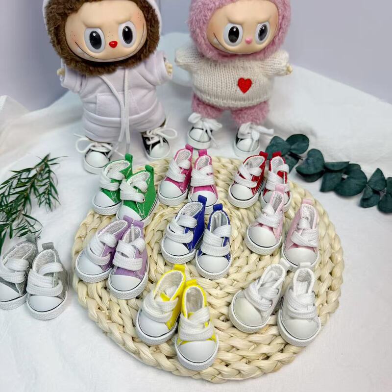 In-Stock Labubu17Cn Labubu 10cm Cotton Doll Shoes Lace-Up Canvas Shoes 3.8cm In-Stock Labubu17Cn Labubu 10cm Cotton Doll Shoes Lace-Up Canvas Shoes 3.8cm