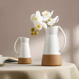 花釉拼接美式乡村陶瓷花瓶可插鲜花家居装饰客厅陶瓷摆件