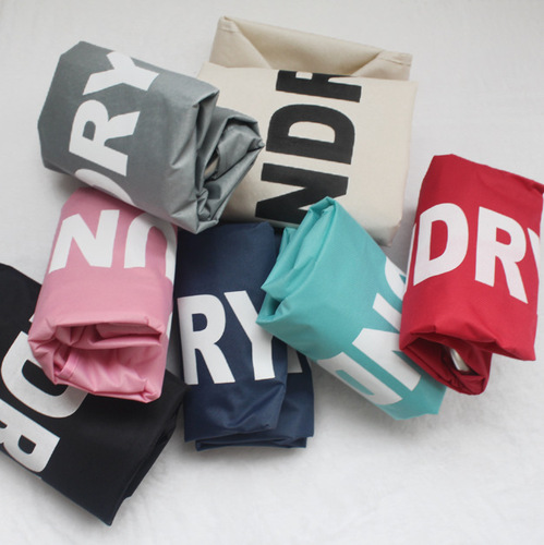 Specially provided for fabric dirty clothes basket, foldable washable large Oxford cloth storage bag, aluminum portable cylinder laundry bag