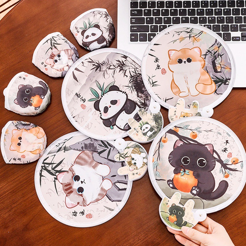 Cartoon retroreflective high quality small handheld folding air fan