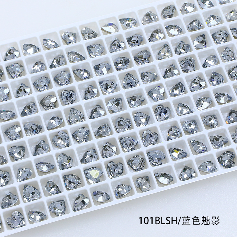 Dongzhou Crystal 6.5MM diamante de vidrio de fondo puntiagudo en forma de corazón de melocotón diamante de forma especial con fondo chapado en plata real