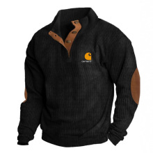 欧美跨境男装独立站亚马逊卫衣灯芯绒套头亨利衫男士休闲长袖T恤