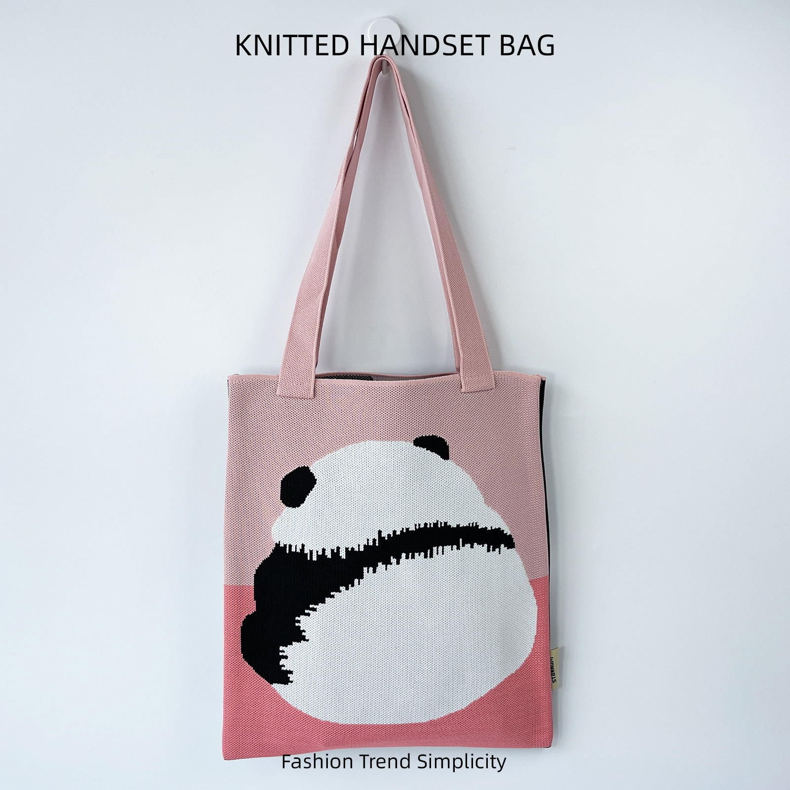 Nueva linda espalda panda bolso de tejido de moda versátil gran capacidad de viaje bolso de hombro de mujer bolso