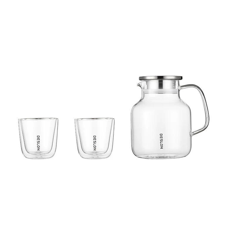 Deslong Qingyun glass cold kettle set DQY-TZ016B 2 cups + 1 pot hot and cold dual-purpose kettle 1400