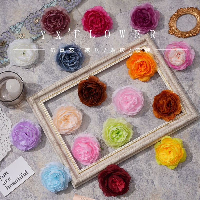 造花牡丹の花頭、DIY手作りヘアアクセサリー、卸売、結婚式のブートニア、小道具、フラワーアレンジメント、装飾、フラワーウォール|undefined