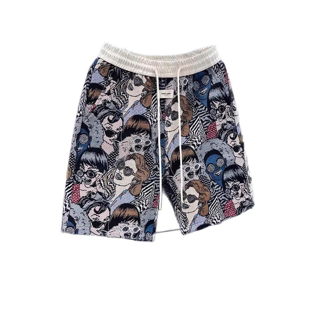 Verano nuevo estilo de alta marca Jacquard pantalones cortos casuales de moda masculinos sueltos pantalones deportivos transpirables