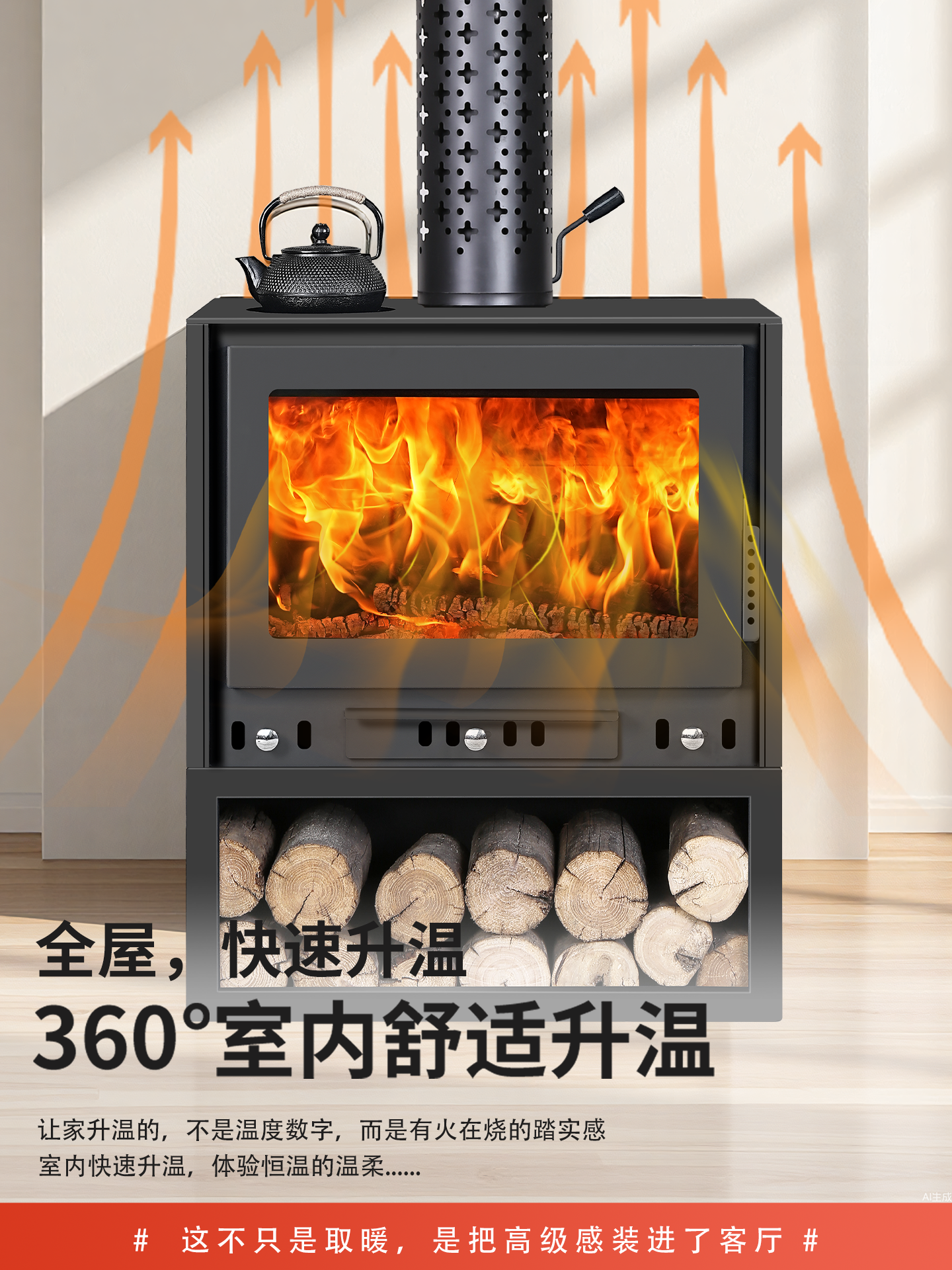 ♔真火壁炉烤箱燃木柴家用取暖炉农村小型烧木柴火壁炉室内铸铁壁