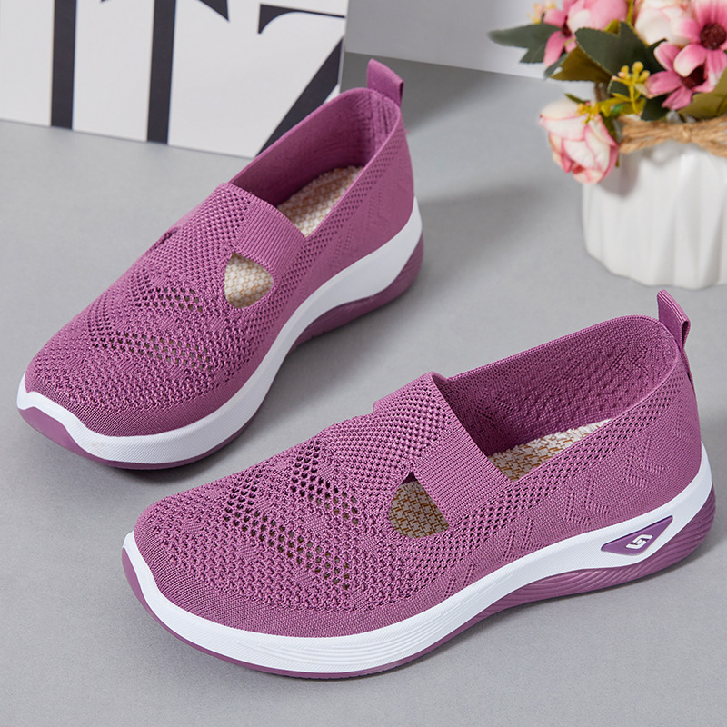 Zapatos zapatos individuales transfronterizos de verano para mujer al por mayor zapatos de tela viejos de Beijing zapatos de madre de malla de boca baja zapatos casuales ligeros y cómodos