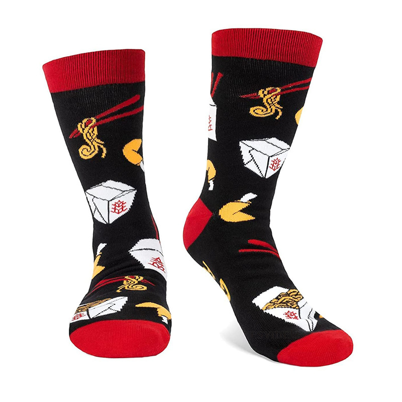 2025d Autumn Winter New Christmas Cartoon Letter Mid-Calf Unisex Cotton Long Socks 2684_voghion.com