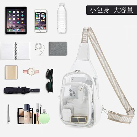 アマゾン新作PVCレディースチェストバッグ透明防水ショルダーバッグPVC透明クロスボディバッグ女性向け越境専用|undefined