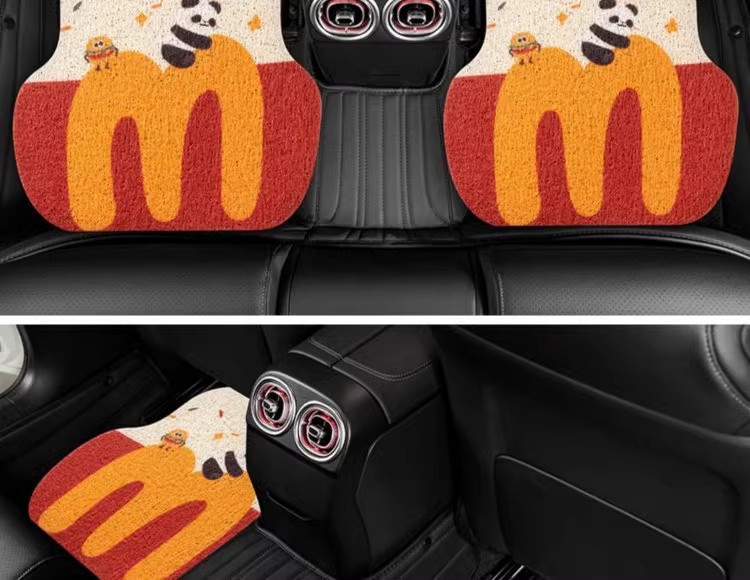 Cartoon Cute Car Floor Mats, Non-Slip Mud Scraping Dust Removal Mats, Dirt-Resistant and Wear-Resistant Wire Ring Floor Mats, Cuttable Car Floor Mats