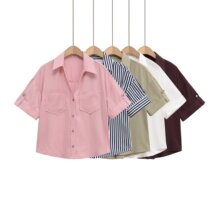 Z夏季2025新款女装 欧美风时尚百搭休闲亚麻混纺衬衫 2187813