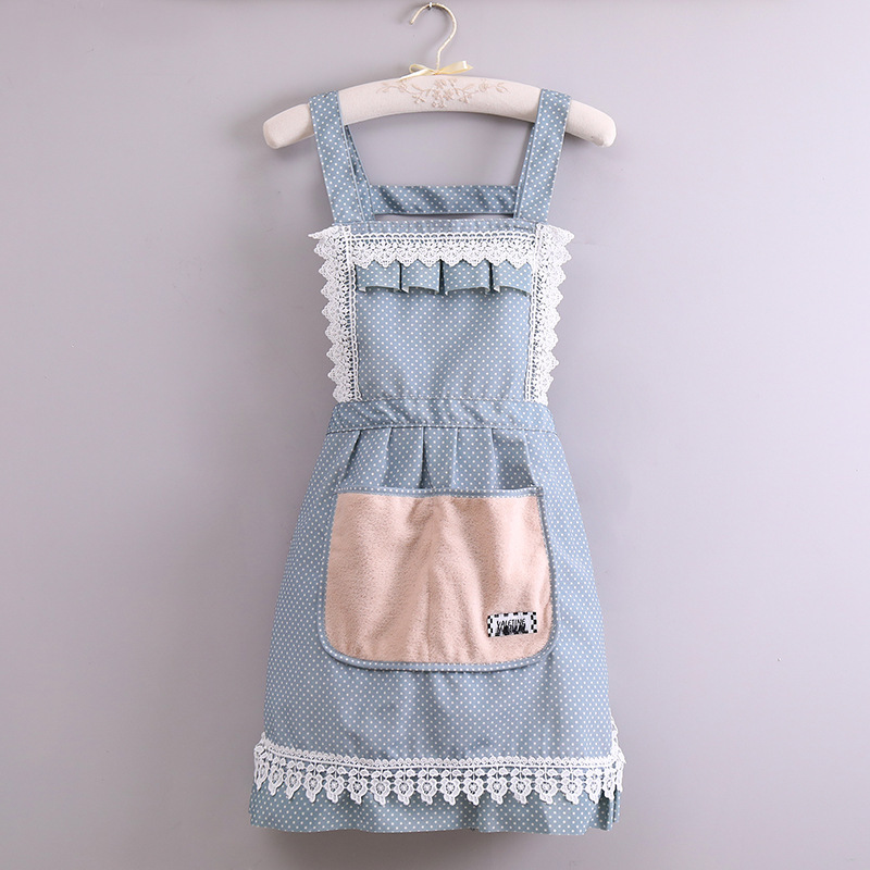 新型夏の韓国版ファッション油汚れ防止耐摩耗性家庭用キッチン作業服料理ウエスト女性レースプリンセススカート|undefined