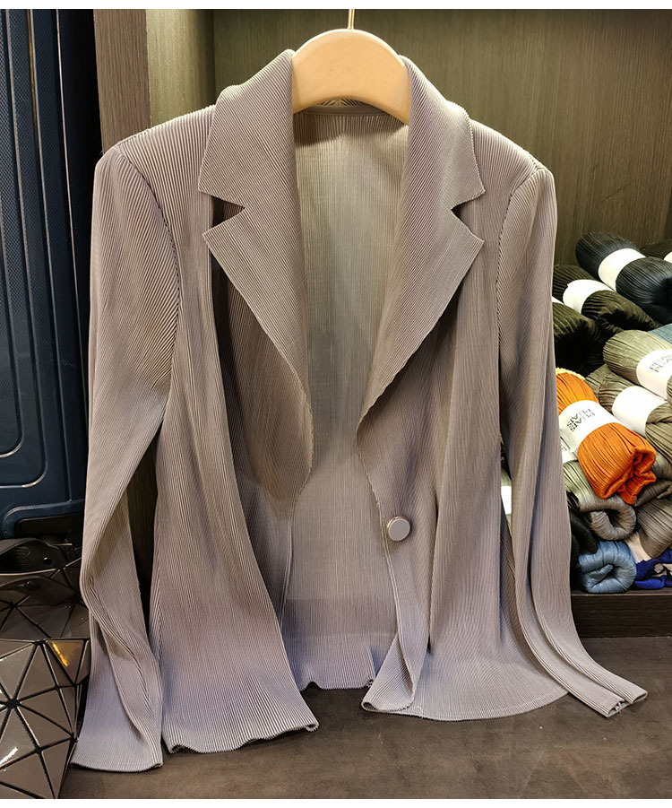 Áo blazer nữ một nút xếp ly tay dài cao cấp mùa xuân hè — Màu tím, Màu đỏ hoa hồng, Màu hồng, Màu xanh lá chi tiết 25
