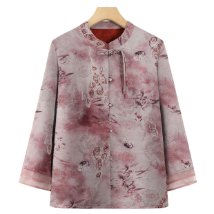 Spring and Summer Shirts for Middle-Aged and Elderly Women, New Fashionable Mother's Three-Quarter Sleeve Chinese Style Tops, Grandma's Thin Shirts