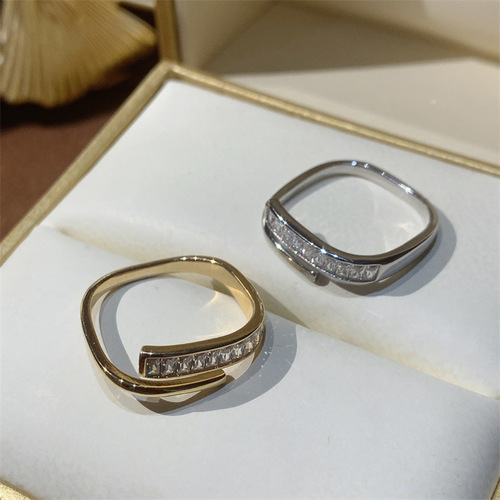 Niche design rhinestone open ring women's fashionable personalized index finger ring 2024 new fashion light luxury high-end sense