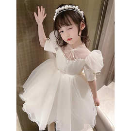 女童公主裙2023新款春季儿童抓周礼服连衣裙女宝宝周岁生日演出服