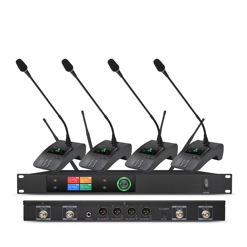 Pantalla a color transfronteriza dedicada micrófono inalámbrico de segmento U cuatro antenas micrófono de escenario de rendimiento estable uno a dos image 2