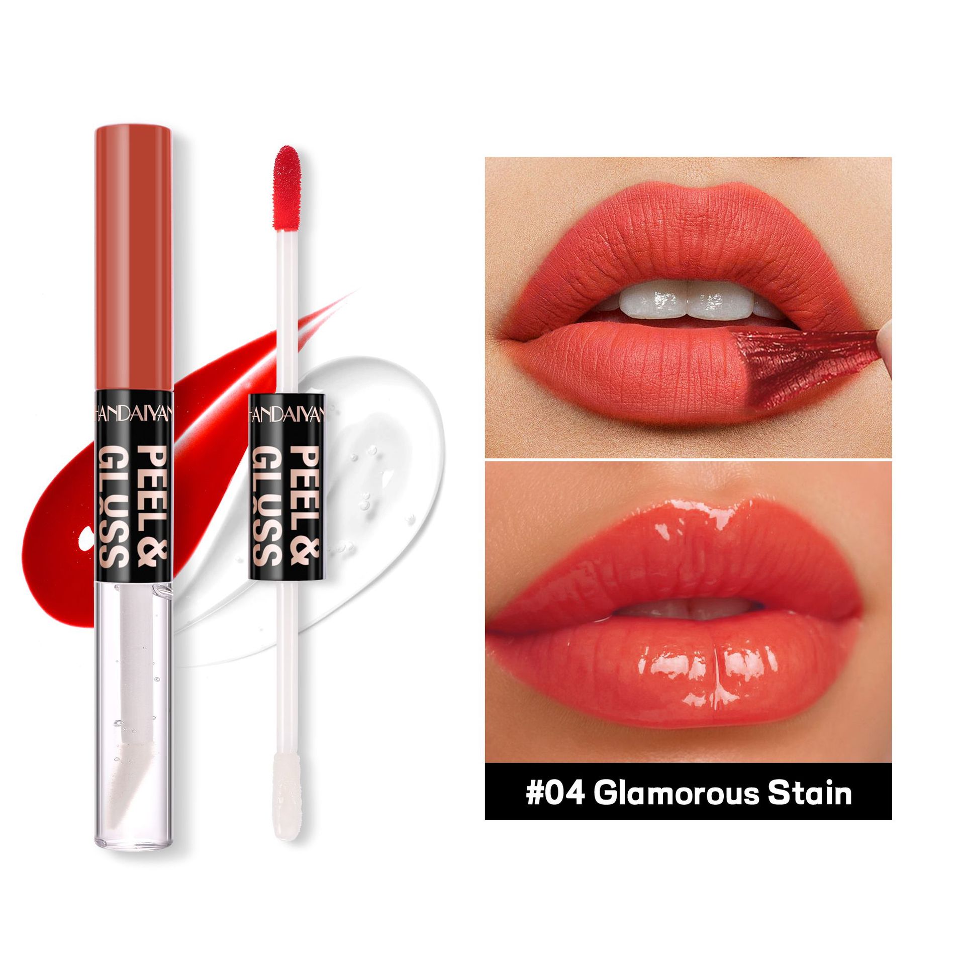 Transfronterizo rasgar lápiz labial mate impermeable HANDAIYAN humectante fácil de colorear reparación doble cabeza suave