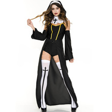 萬聖節服裝成人女款黑色牧師 聖母瑪利亞修女服角色扮演服71059