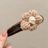 奶咖色大花朵鸭嘴夹