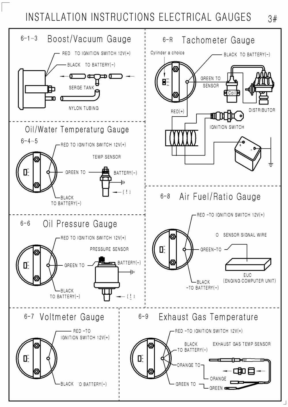 2" Boost Gauge Psi Exhaust Temperature Water Temperature Oil Temperature Air Fuel Pressure Voltmeter