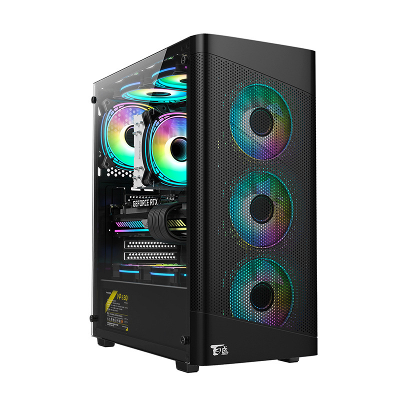 Huntkey Dark Night Hunter 5 コンピュータケースデスクトップ DIY フルサイド透明ゲーム水冷 ATX 大型ボードバックラインケース|undefined