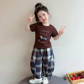 女童夏季休闲套装2026新款女宝宝洋气短袖两件套儿童夏款防蚊裤子