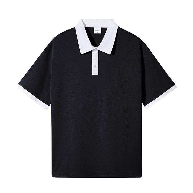 Tallas europeas y americanas, estilo retro americano, mangas raglán, camiseta holgada de algodón puro con cuello, polo de marca de moda, personalizable