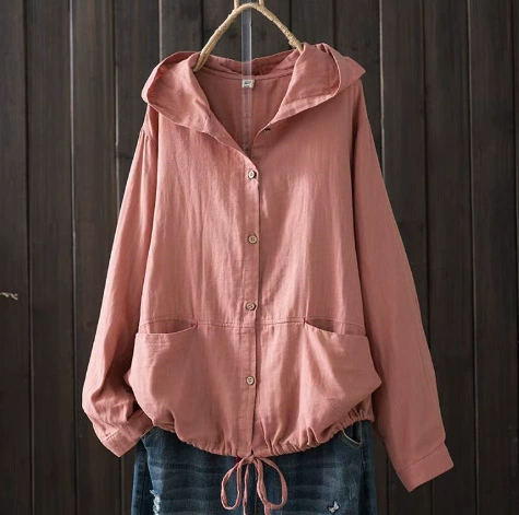 Японские женщины Мори свободная двухслойная хлопчатобумажная пряжа с капюшоном кардиган тонкая куртка женская одежда