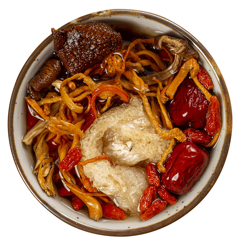 Colorful Mushroom Soup Packet 70g Dry Edible Mushroom Package Morel, Matsutake, Bamboo Fungus, Cordyceps Flower Soup Base Bulk