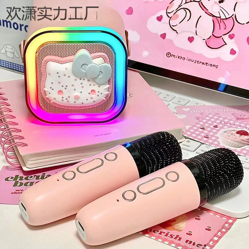 レコードプレーヤー Bluetooth スピーカー かわいい猫 マイク 歌うオーディオ 誕生日 女の子|undefined
