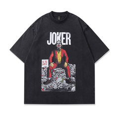 TKPA Western and American High-Street Fashion Pure Cotton Heavyweight Vintage Retro T-Shirt for Men and Women, Washed and Distressed Short-Sleeve Base Shirt