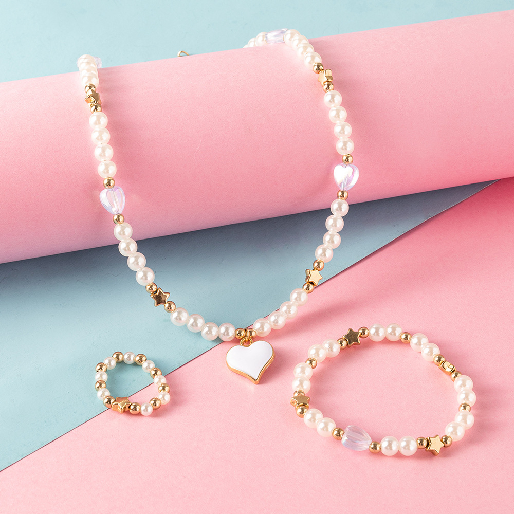 Jewelry Set Classification Necklace + Jewelry Quantity Fashion Geometric Imitation Pearl No Inlaid Kid'S Kids Necklaces