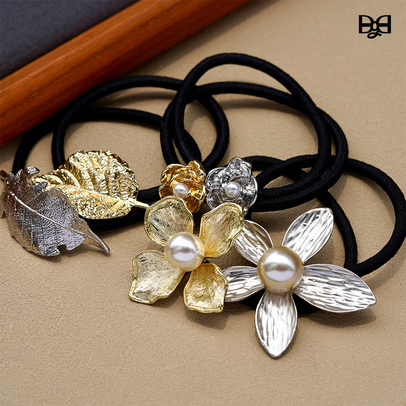 Niche Designer Light Luxury Hair Rope Alloy Hair Rings Metal Hair Accessories Korean Headwear Rubber Band Accessories For Boutique