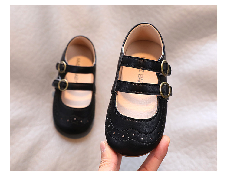 Girls' Small Leather Shoes Spring And Autumn New Round Toe Single Shoes Simple Princess Shoes Korean Baby Peas Shoes display picture 2