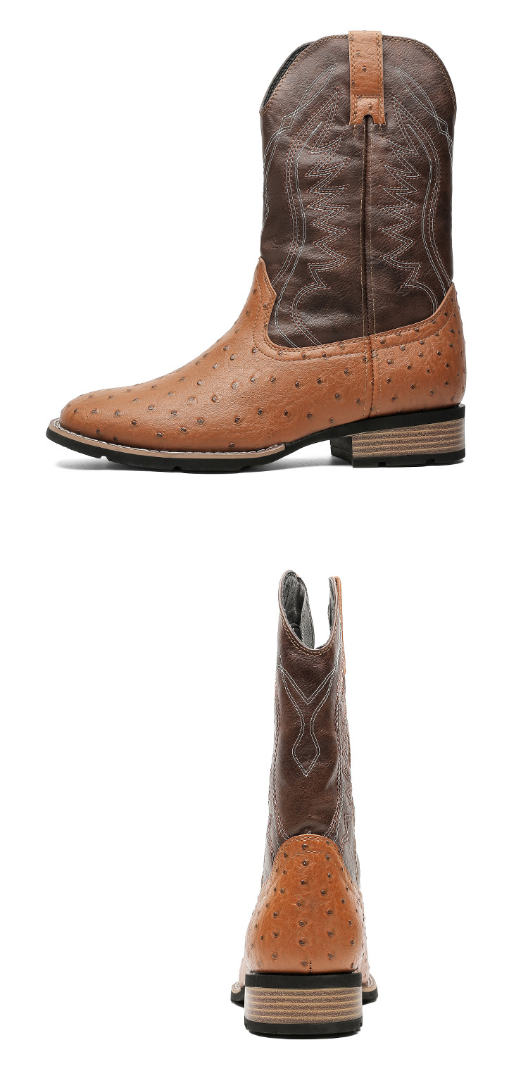 Plus Size Men's Western Cowboy Boots Vintage Rider Boots_vogvips.com