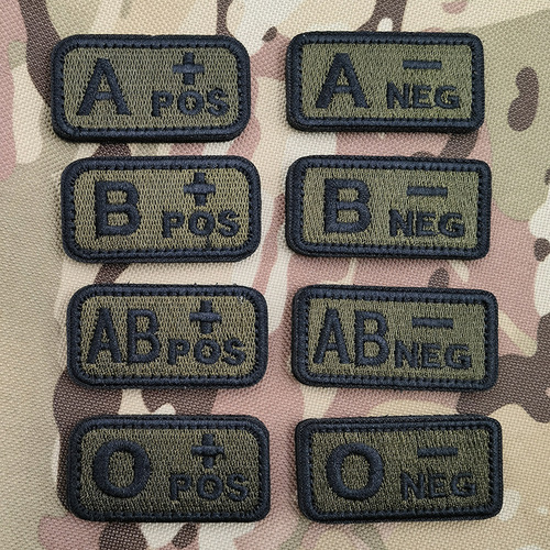 Blood type identification stamp A O AB POS NEG Embroidered tactical blood type stamp Velcro cloth armband identification stamp