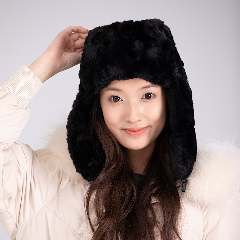 Lei Feng Sombrero estilo coreano hombres y mujeres otoño e invierno al aire libre cálido sombrero de algodón a prueba de frío bufanda integrada tres en uno invierno sombrero a prueba de viento