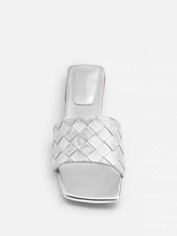Nanyou Haute Couture Summer New Collection B Brand Runway Style Diamond Pattern Fashion Stiletto Heel Sandals Square Toe Women's Shoes
