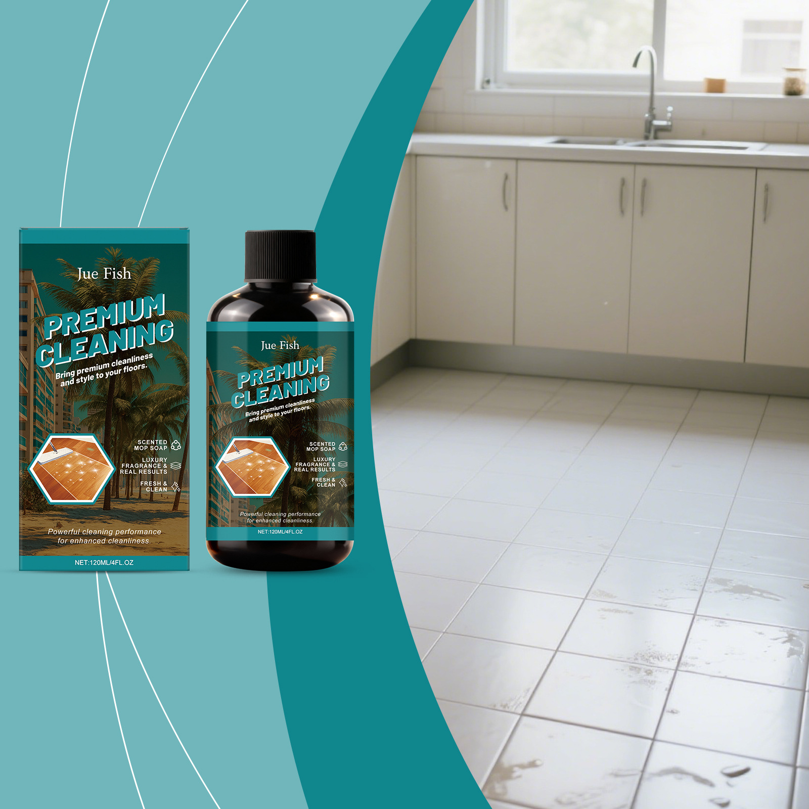 Jue Fish Floor Cleaning Liquid Floor Stain Removal Floor Clean and Shiny Daily Household Cleaning Supplies
