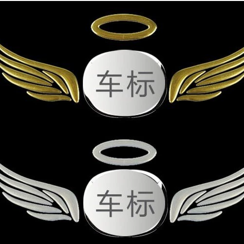 3D-пВХ наклейка на автомобиль Angel Wings с ореолом, отражающий водонепроницаемый эмблема, 16×5 см