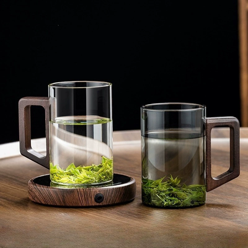 Glass Green Tea Cup Japanese-style Tea Cup with Handle Tea Cup High Temperature Office Drinking Water Anti-scalding Wooden Cup Glass Green Tea Cup Japanese-style Tea Cup with Handle Tea Cup High Temperature Office Drinking Water Anti-scalding Wooden Cup