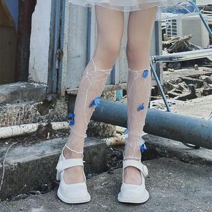 Mesh Piled Socks Japanese Style Lace Transparent Sexy Mid-Length Socks Thin Cuff Socks Summer Hollow-Out Net Socks Sleeve