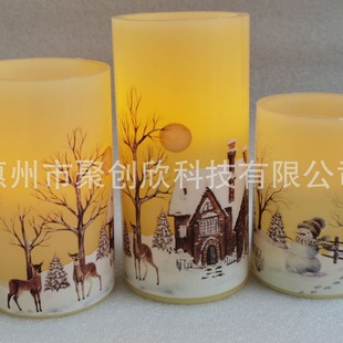 Christmas Snowman classic scene pattern applied on candles holiday atmosphere rendering printing color exquisite