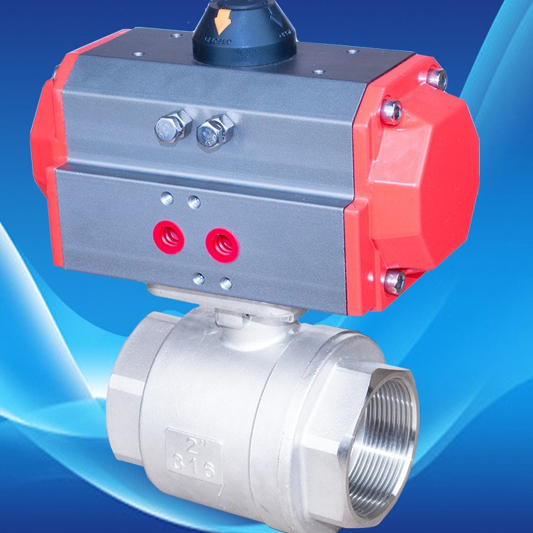 Q611F 气动两片式不锈钢丝扣球阀 气动控制螺纹球阀供应化工食品