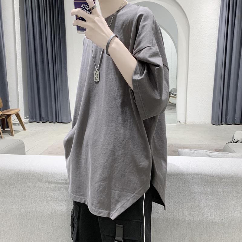 Short-Sleeved T-Shirt for Men, Korean Style Trendyy Slit, Loose and Personalized Half-Sleeved Top, Casual and Versatile T-Shirt, Super Popular Cec Trendy Brand