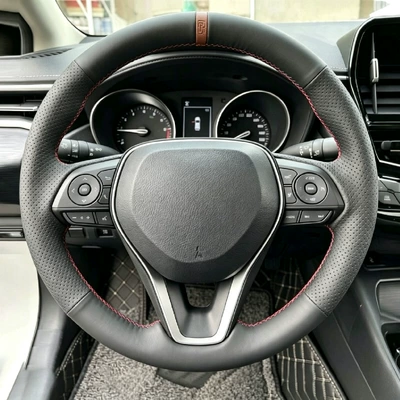 Steering wheel cover, Toyota Camry, Avalon, Revo - toyota-series-with-holes-on-both-sides-brown-alignment-mark-brown-line-38cm