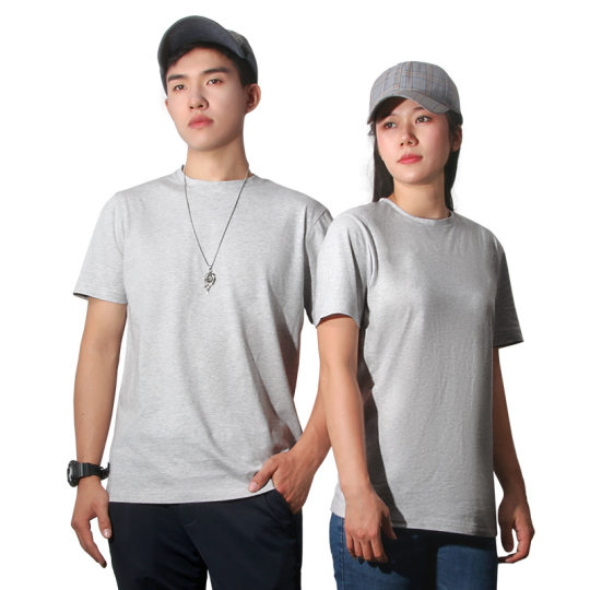 Combed Cotton T-shirt Short Sleeve Simple Summer Solid Color Round Neck Top Advertising Men's Base Shirt