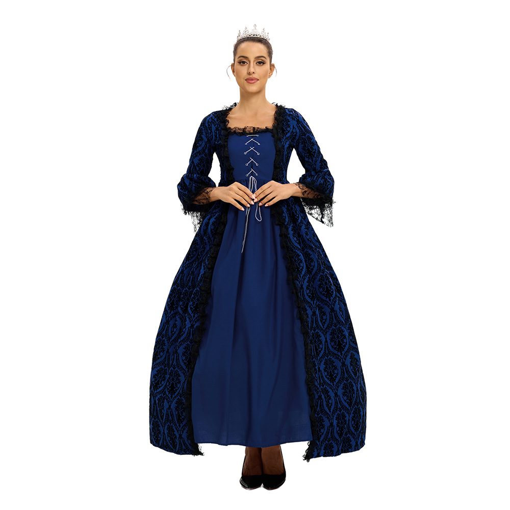 S-5xl más tamaño vestido de corte de alta gama encaje costura gran swing vestido retro medieval renacimiento vestido